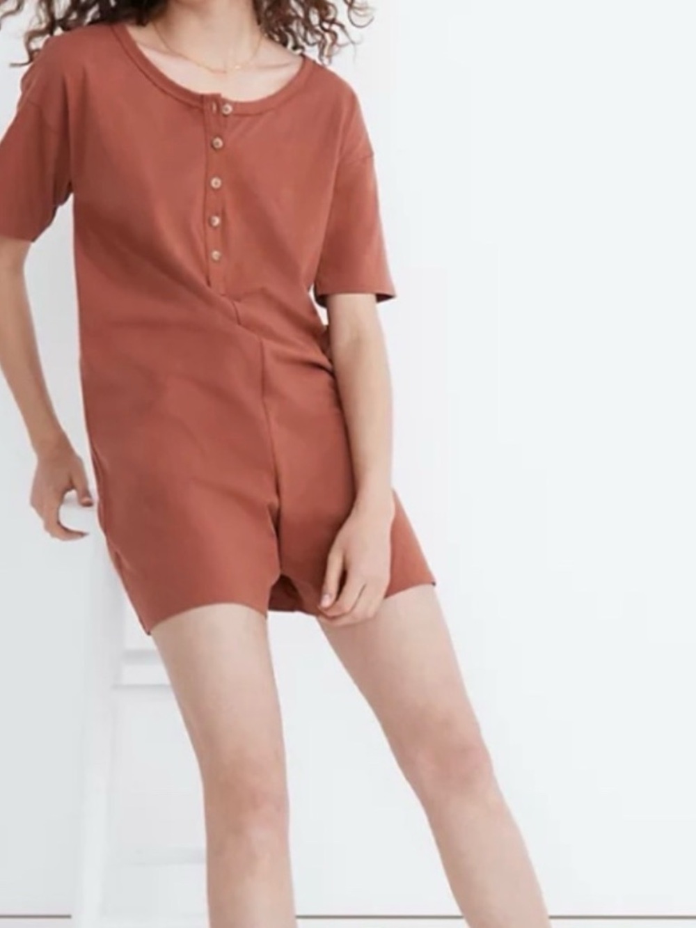 Madewell Short Sleeve Henley Pajama Romper